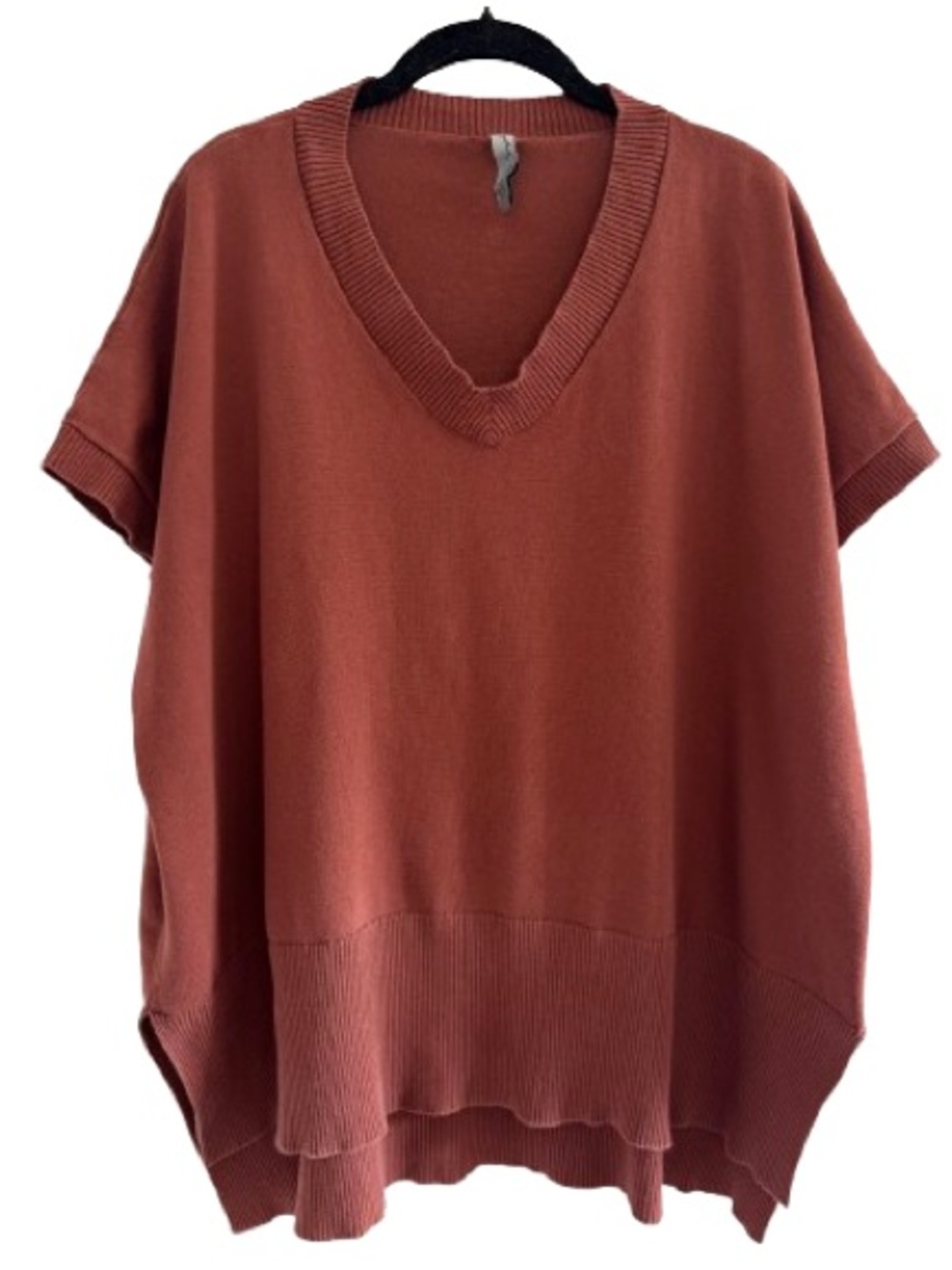 Cynthia Ashby Bobbi V Neck Short Sleeve Sweater Top Lagenlook Cotton